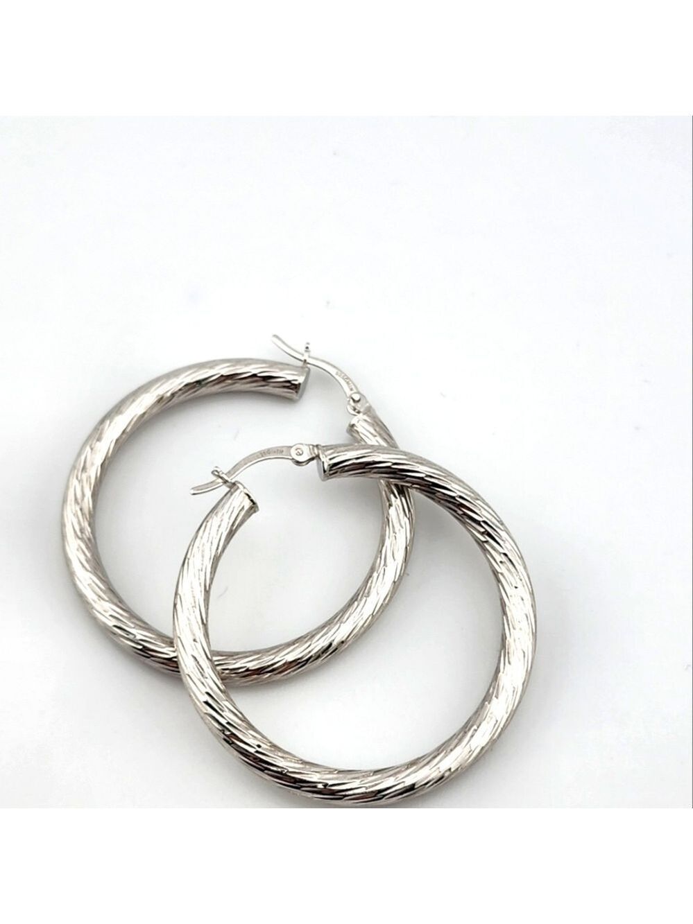 Twisted Elegant Silver Hoop Earrings stamped 925